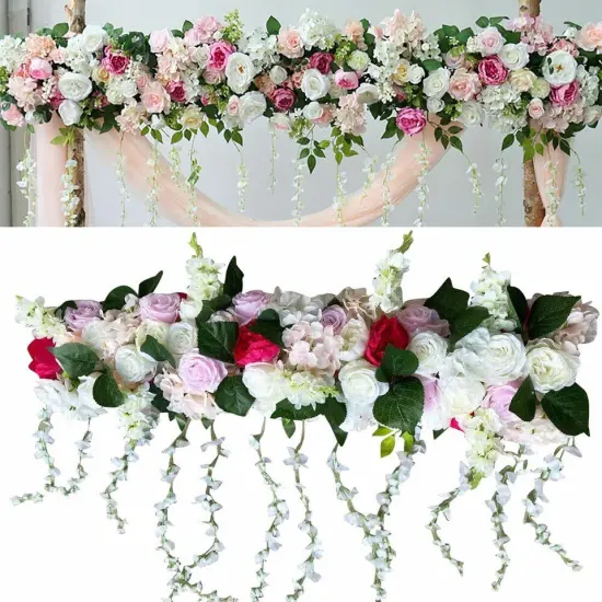 Artificial Silk Rose Flower Backdrop Wedding Row Decor {3}