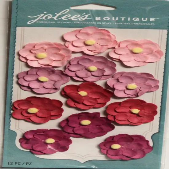 Jolee's Boutique Pink & Red Paper Flower Repeats Dimensional Stickers {1}