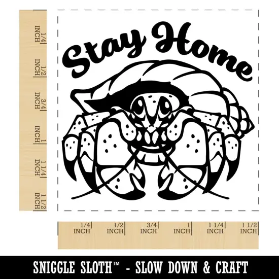 Stay Home Hermit Crab Self-Inking Rubber Stamp Ink Stamper Blue {1}