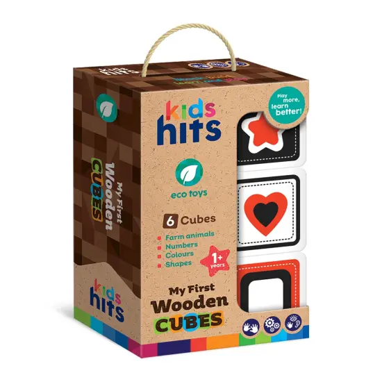 Kids Hits: My First Wooden Cubes - Stack, Match, and Explore with Six Cute Animals, Numbers, and Shapes &ndash; 100% Eco-Friendly Fun {6}