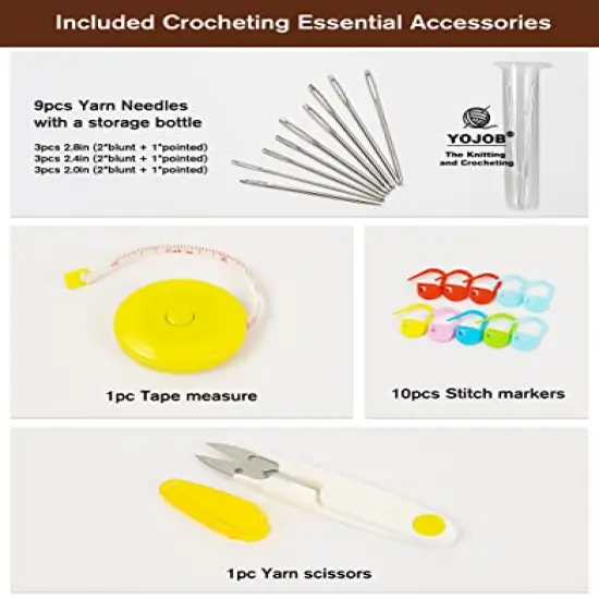 14 Sizes Crochet Hooks Kit, Super Smooth Crochet Hook Needle for Beginners or Advanced (Coffee) {4}