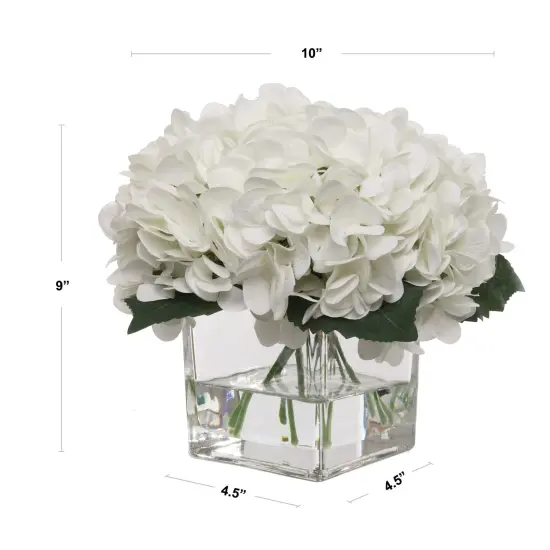 White Hydrangea Flowers in Glass Vase with Realistic Water Look - Lifelike Artificial Floral Arrangement for Home, Office & Event Decor - Floral Home by Artificial Flowers {2}