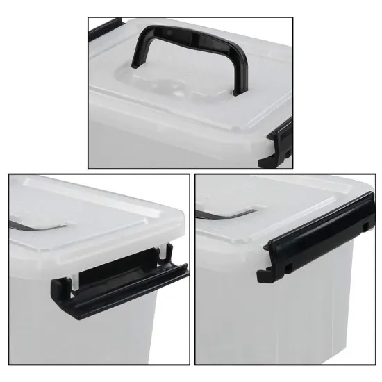 6 Pieces 3.5 Quart Small Plastic Storage Box with Handles, Clear Latching Bin with Lid {6}