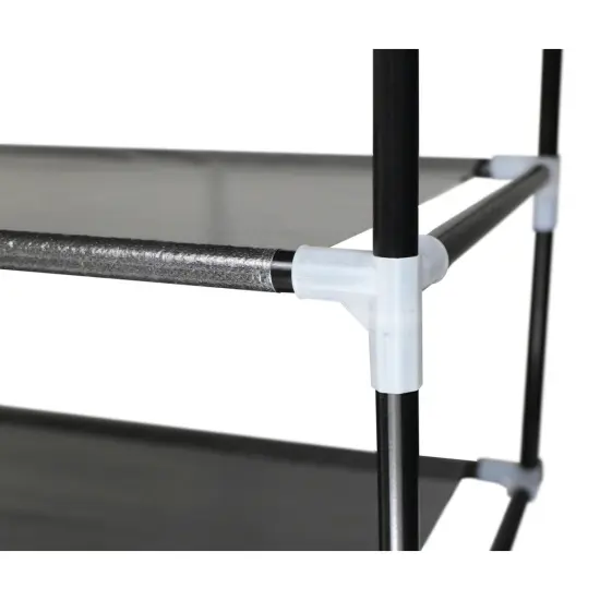 4 Tier Shoe Rack with Side Pocket Holds 24 Shoes Navy Blue {6}