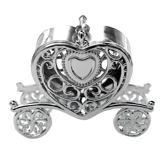 12 pcs 4" long Mini Heart Carriage Favor Holders Silver {1}
