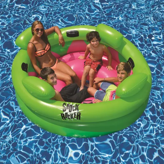 Swim Central 75" Bright Green and Pink Inflatable Shock Rocker Swimming Pool Float {4}