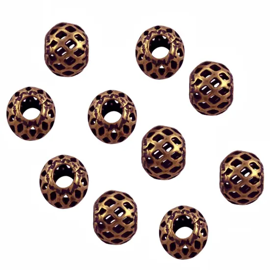 Round Filigree Bead 8mm Antique Copper Plated (10-Pcs) {1}