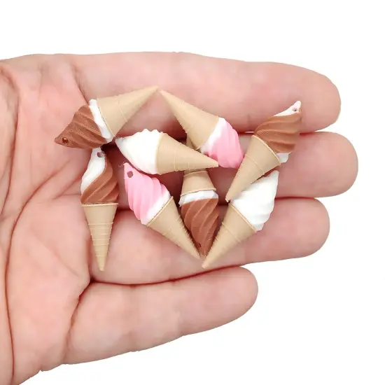 Small Ice Cream Charms, 8pcs, Cute Dipped & Swirl Cones, Pairs for Earrings, Adorabilities {3}