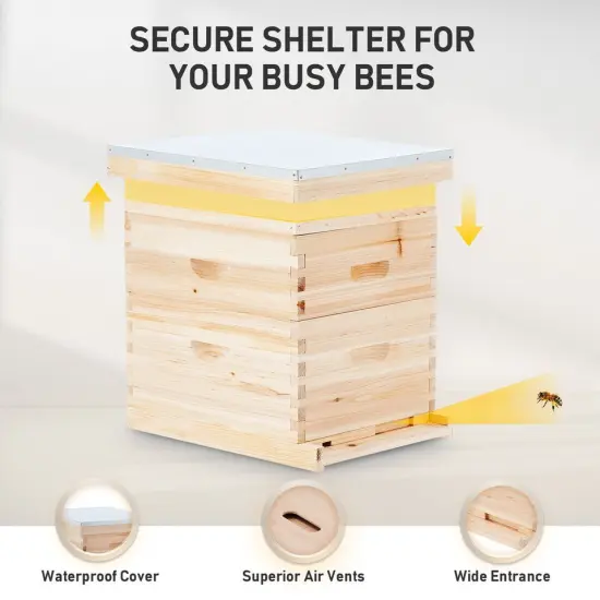 Complete Langstroth Bee Hive Kits 10-Frame 1 Deep Box 1 Medium Queen Excluder {3}