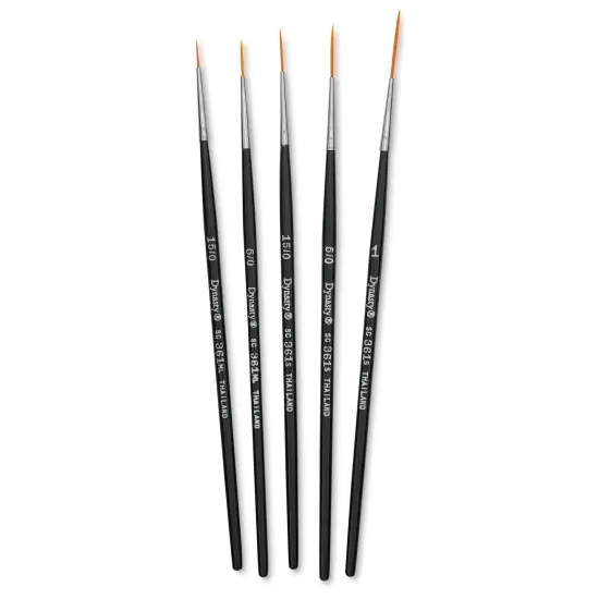 Dynasty Finest Golden Synthetic Brushes - Liner, Short Handle, Set of 5 {1}