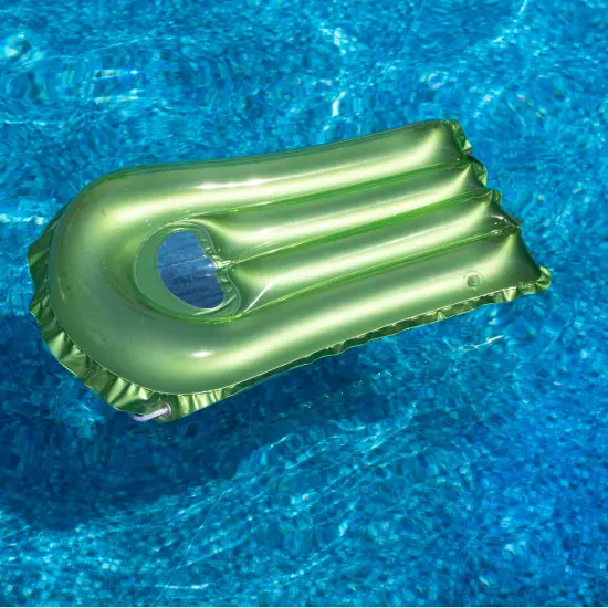 Swim Central 30-Inch Inflatable Transparent Green With Metallic Silver Surf Rider Pool Float {5}