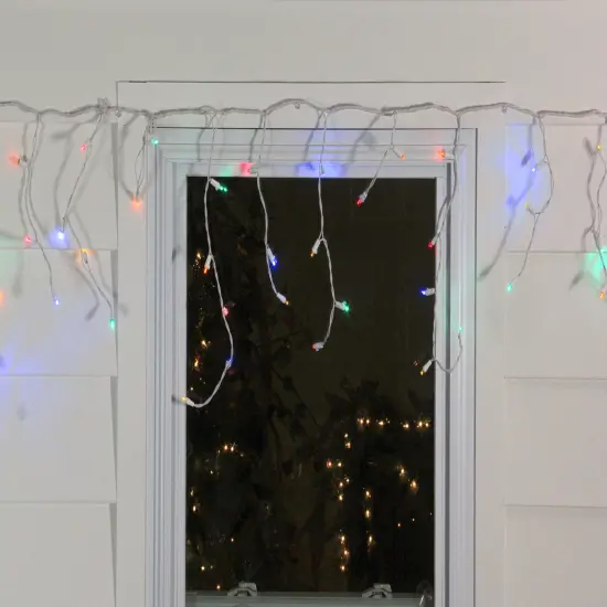 Northlight LED Wide Angle Icicle Christmas Lights - Multi-color - 5.5' White Wire - 100ct {4}