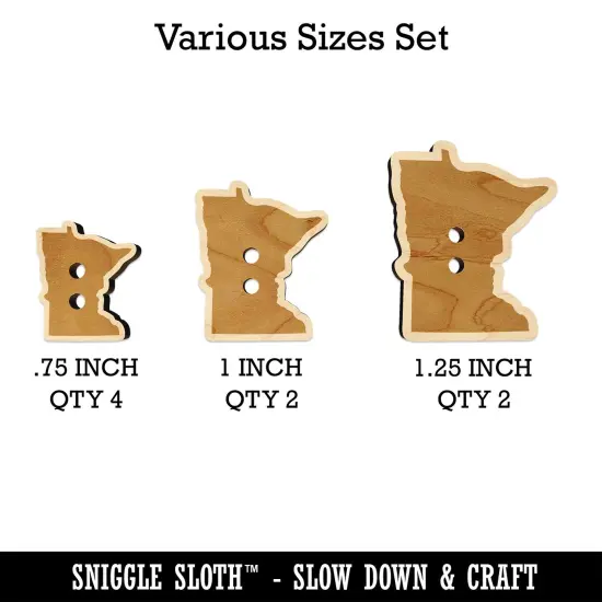 Minnesota State Silhouette Wood Buttons for Sewing Knitting Crochet DIY Craft {1}