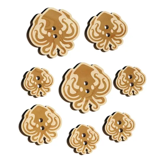 Inky Squid with Tentacles Wood Buttons for Sewing Knitting Crochet DIY Craft {7}