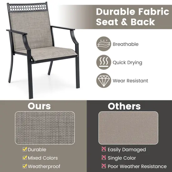 Patio Chairs Set Of 2 With All Weather Breathable Fabric-Brown {6}