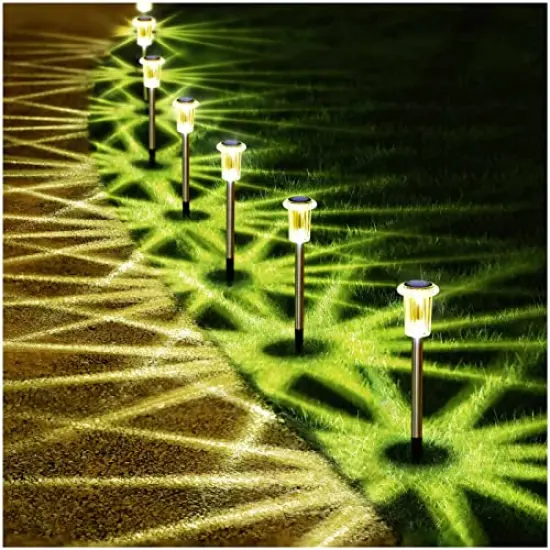 10 Pack Solar Lights Outdoor Waterproof Stainless Steel Garden Stake Lights for Pathway, Walkway, Driveway, Yard, Garden Decor (Warm White) {2}