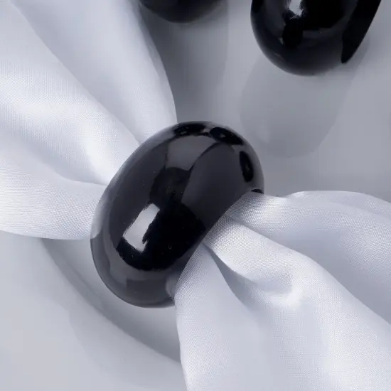 24-Pieces Acrylic Napkin Rings Set Black {5}