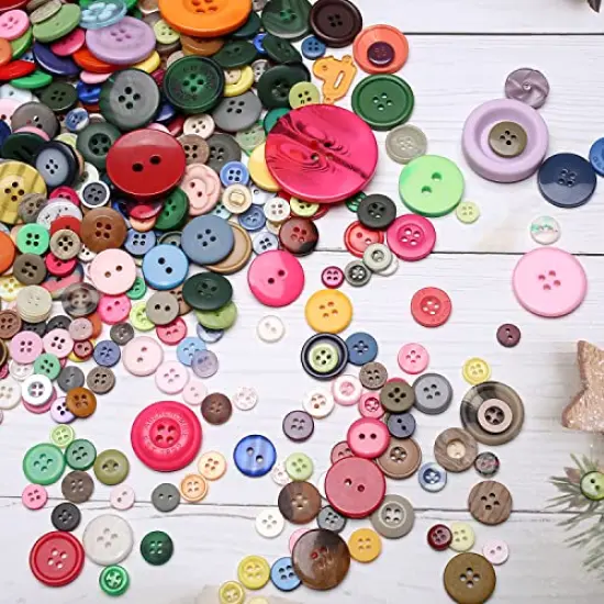 About 330 Resin Buttons of Various Specifications, Handmade Buttons, Sewing DIY Handicraft Buttons, Hand-Painted Decorative Buttons Multicolor Series {4}