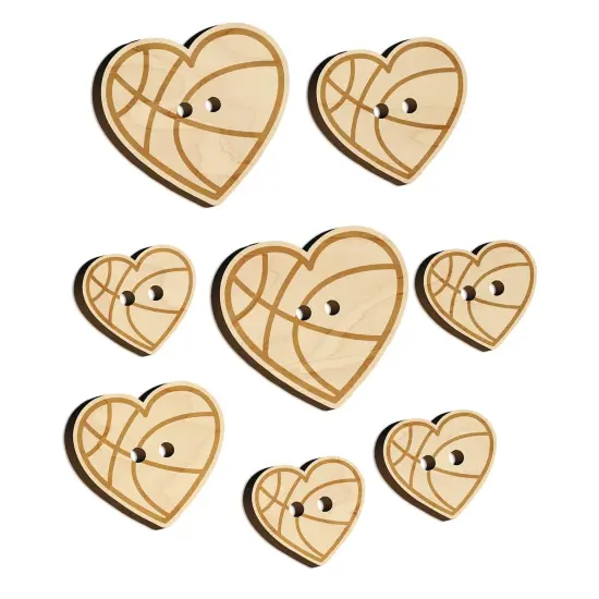 Heart Shaped Basketball Sports Wood Buttons for Sewing Knitting Crochet DIY Craft {7}