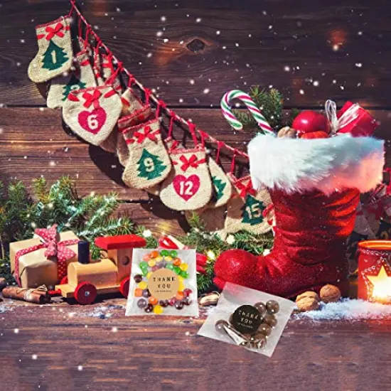 400 Pieces White Polka Dot Treat Bags Self Adhesive Candy Cookie Bags, 200 Cellophane Bags + 200 Thank You Sticker for Bakery Biscuit Chocolate Snacks Dessert (5.5x5.5Inches, White Polka Dot+Sticker) {4}