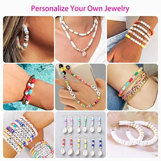20,000 Pieces Clay Beads Bracelet Making Kit, 120 Colors 6 Boxes Polymer Beads Spacer Heishi Beads & Jewelry Kit with Pendant Charms Elastic Strings, Crafts Gift for Kids Adults {6}
