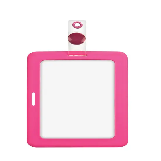 MyID Cardholder, Rubberized Pink, 4" x 2.5", Clear Window, 1 count {1}