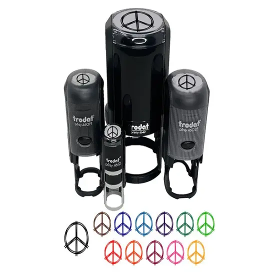 Sketchy Peace Sign Doodle Self-Inking Rubber Stamp Ink Stamper for Stamping Crafting Planners Black {2}