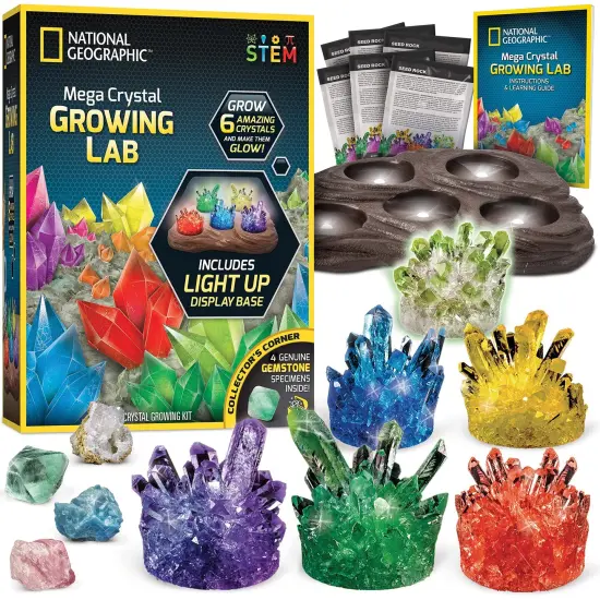 Mega Crystal Growing Kit for Kids- Grow 6 Crystals with Light-Up Stand, Science Gifts for Kids 8-12, Crystal Making Experiment, Science Kit for Girls and Boys (Amazon Exclusive) {2}