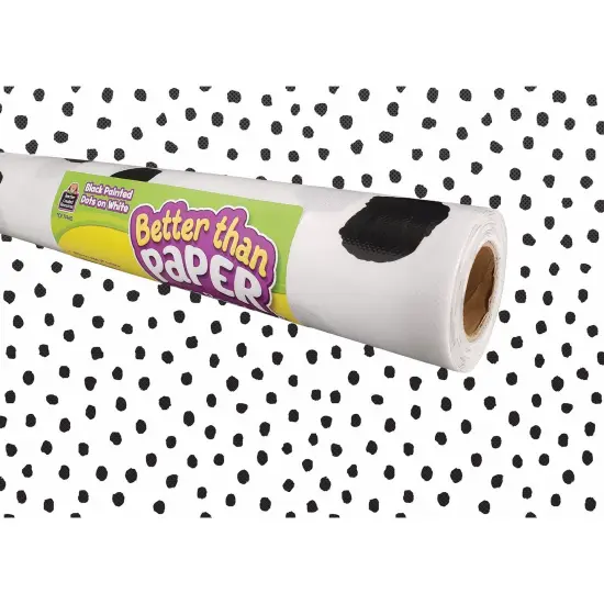 Black Painted Dots on White Better Than Paper Bulletin Board Roll, 4' x 12', Pack of 4 {3}