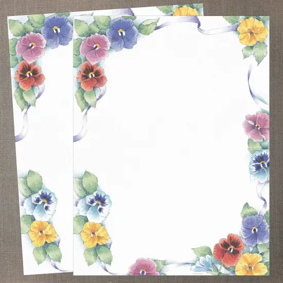 Great Papers! Pretty Pansies Stationery Letterhead, Invitations and Announcements, Printer Friendly, 8.5"x11", 80 Pack {3}
