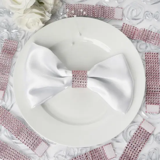 20-Pieces Diamond Rhinestone Mesh Napkin Rings Pink {4}