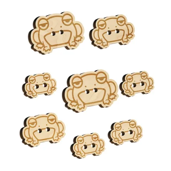 Unamused and Grumpy Frog Wood Buttons for Sewing Knitting Crochet DIY Craft {7}