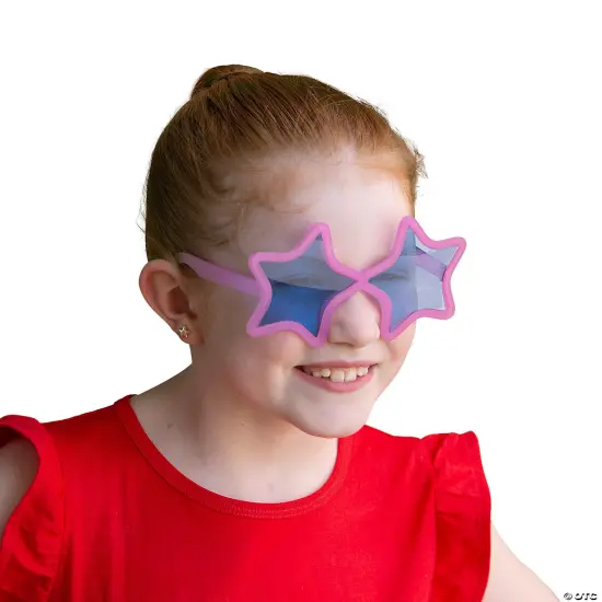 Kids Patriotic Sunlight Color Changing Star-Shaped Sunglasses - 12 Pc. {2}