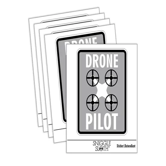 Drone Pilot Remote Controlled Hobby Waterproof Vinyl Phone Tablet Laptop Water Bottle Sticker Set - 5 Pack {2}