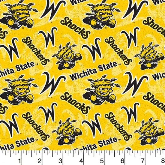 Sykel Enterprises-Wichita State University Cotton Fabric-Wichita State Shockers Tone On Tone Cotton Quilting Fabric {1}