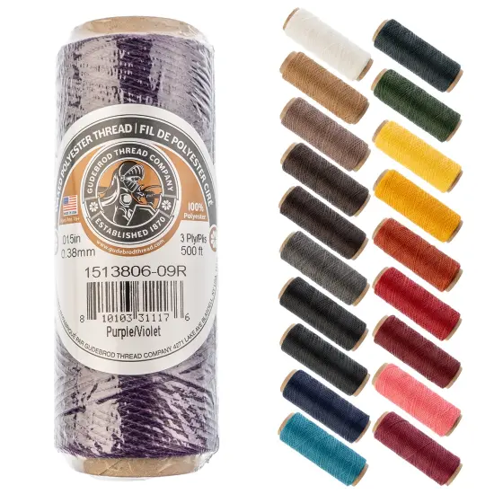 Gudebrod 0.015" Waxed Polyester Thread 500ft | Made In USA Purple {1}