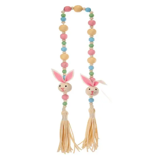 32" Wood Bead Tassel Garland with Bunny &ndash; Charming Rustic EasterDecoration {1}