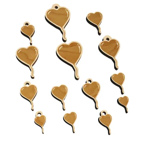 Heart Balloon Valentine's Day Mini Wood Shape Charms Jewelry DIY Craft {7}