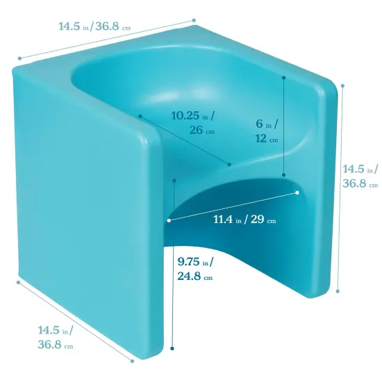 Tri-Me 3-In-1 Cube Chair, Kids Furniture Cyan {2}