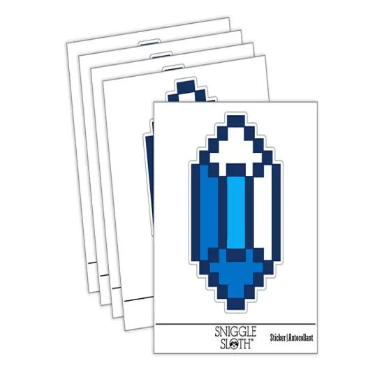 Pixel Gem Diamond Emerald Rupee RPG Game Waterproof Vinyl Phone Tablet Laptop Water Bottle Sticker Set - 5 Pack {2}