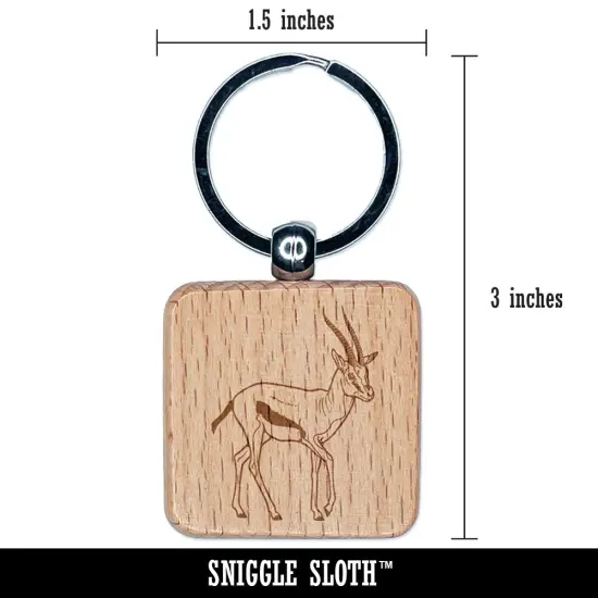 Thomson's Gazelle Antelope African Engraved Wood Square Keychain Tag Charm {2}