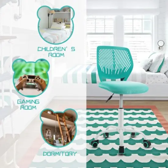 Adjustable Office Task Desk Armless Chair Turquoise {2}