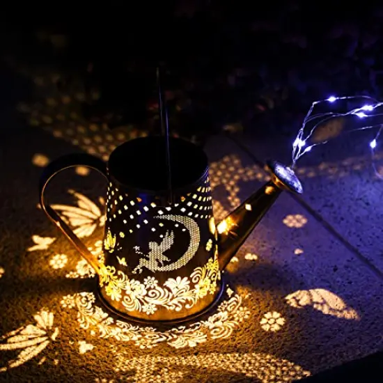 Solar Watering can with Lights, Unique Gifts for Mom Grandma Women Birthday, Waterproof Gardening Gifts Watering Can with Cascading Lights Outdoor Decor for Garden Patio Yard Pathway Backyard {5}