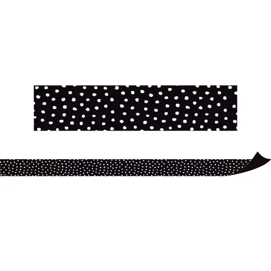 Black with White Painted Dots Magnetic Border, 24 Feet Per Pack, 2 Packs {3}