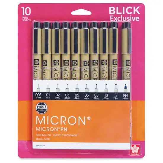 Sakura Pigma Micron Pens - Blick Exclusive Customer Favorites, Set of 10, Black, Assorted Sizes {1}