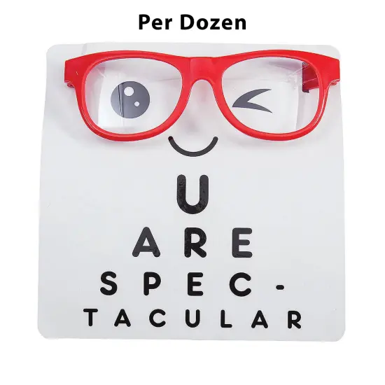 Nerdy Clear Lens Glasses Valentine Exchanges with Card for 12 {1}