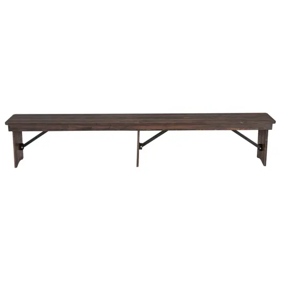 Merrick Lane Tinsley 96" x 12" Solid Pine Folding Farmhouse Style Bench Mahogany {3}