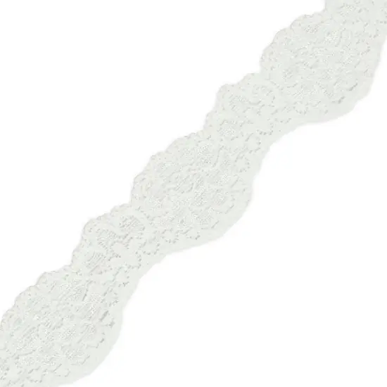 10 yards of Tifa 1 3/16"Scalloped Stretch Raschel Lace Trim | 10 yard cut White {1}