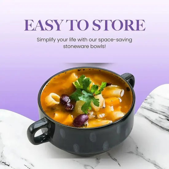 American Atelier Soup Bowls with Handles Set of 4, 16 Oz, Assorted Blue {5}