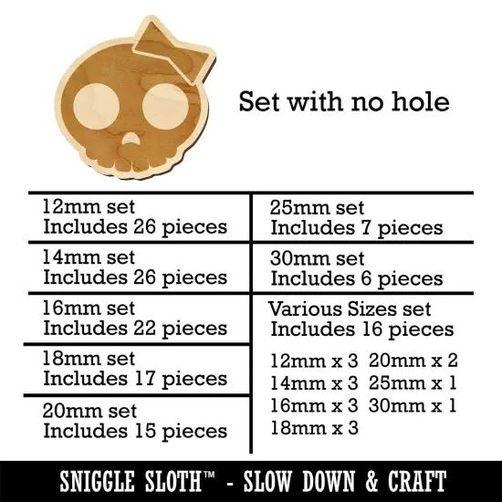 Sassy Skull with Hairbow Mini Wood Shape Charms Jewelry DIY Craft {1}